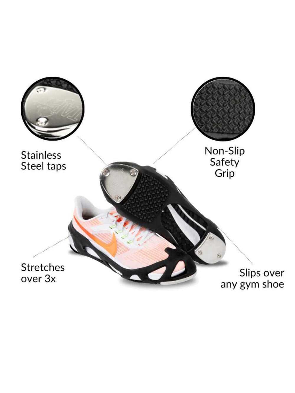 Tapfit Black Silicone Slip-on Tap Shoes Slip On with Metal Taps Size Medium - Picture 2 of 8